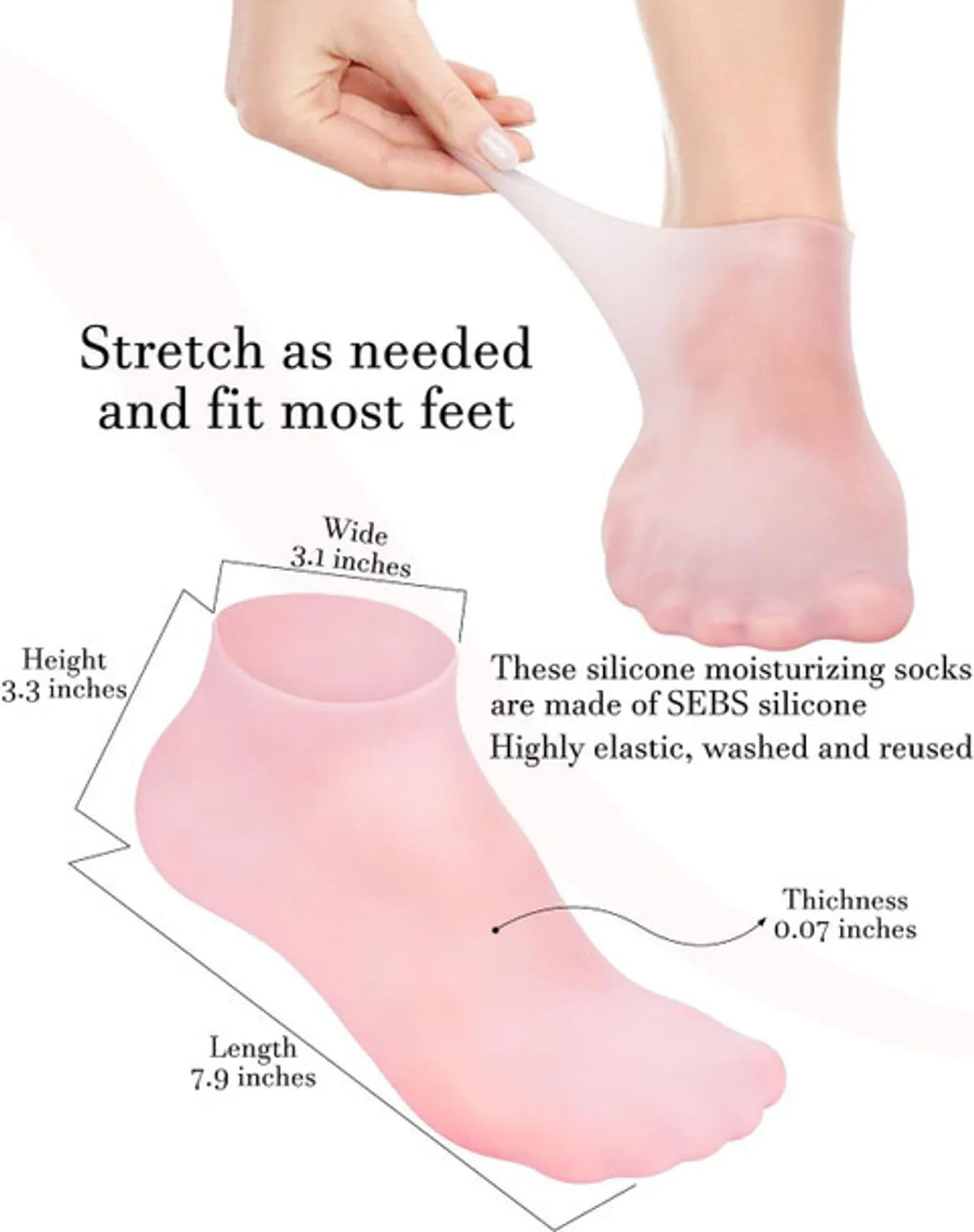 Silicone Gel Heel Socks Anti Slip For Dry Cracked Feet